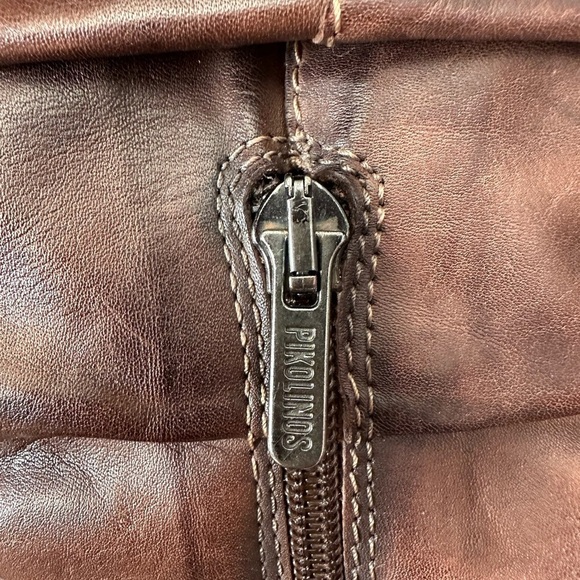 PIKOLINOS Soria Brown Two-Tone Leather Biker Boot Heeled - Picture 7 of 9